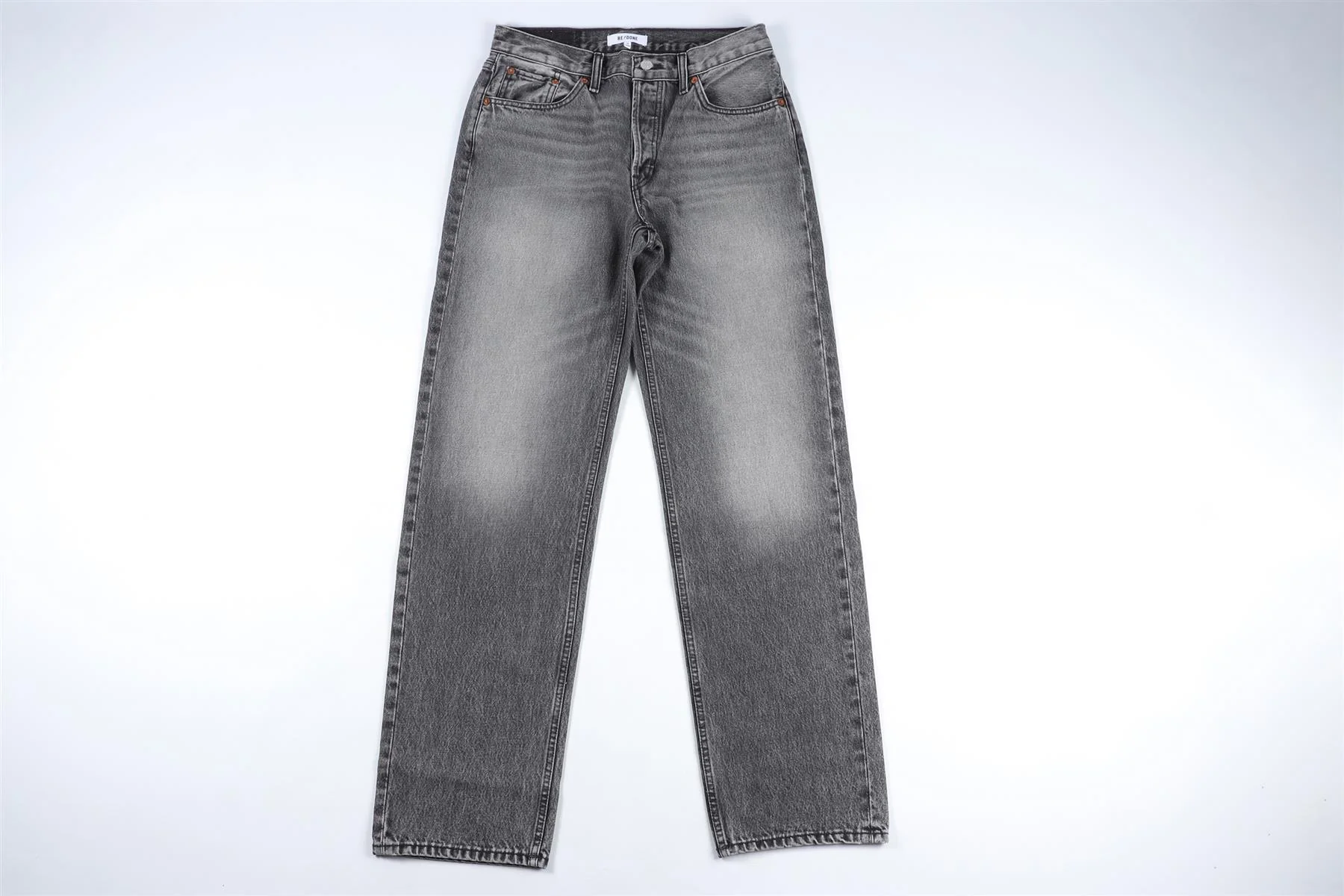 RE/DONE GREY HIGH RISE WIDE LEG JEANS W24 UK 6 - Image 2