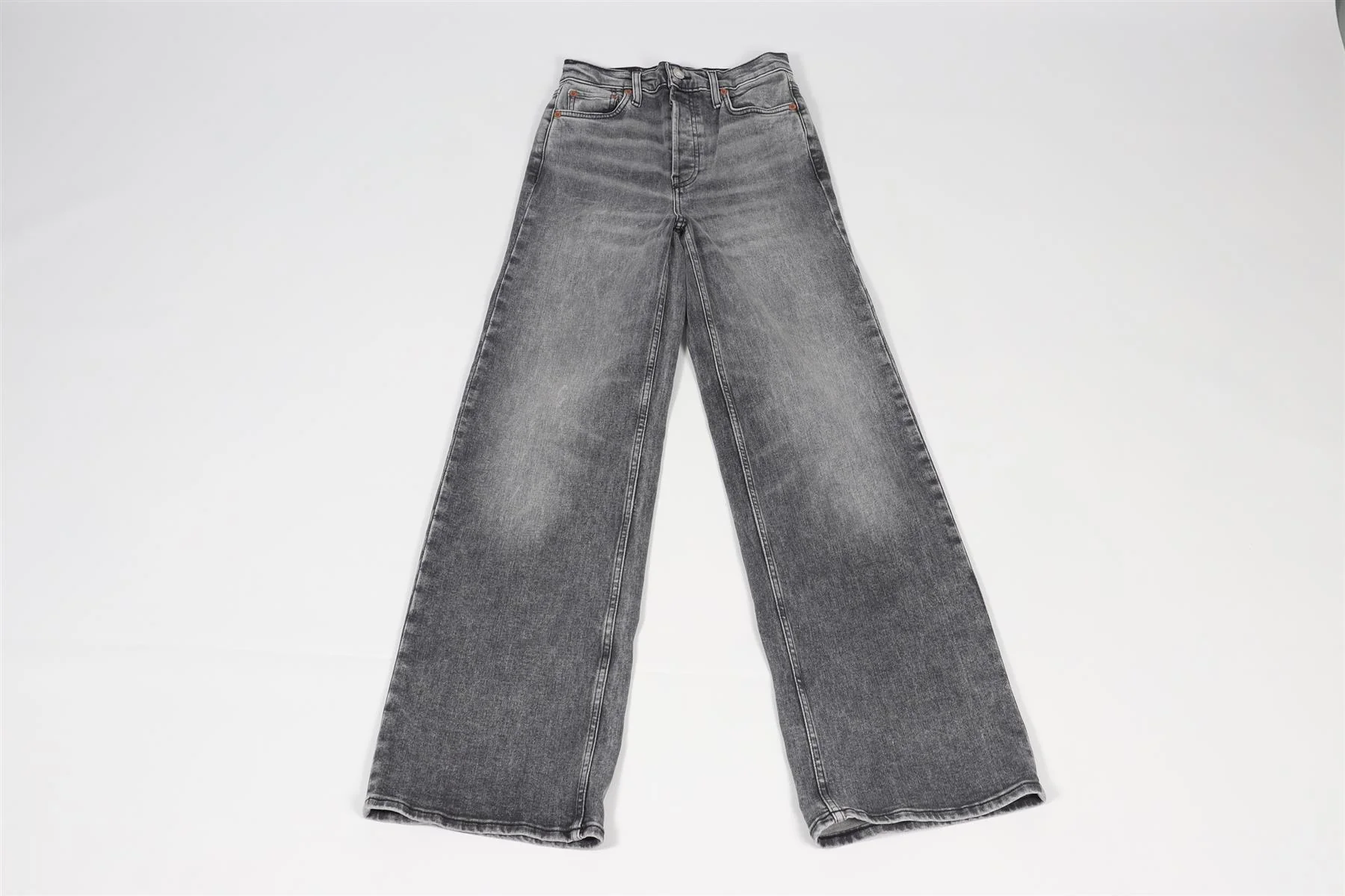 RE/DONE GREY WIDE LEG JEANS W 24 UK 6 - Image 3