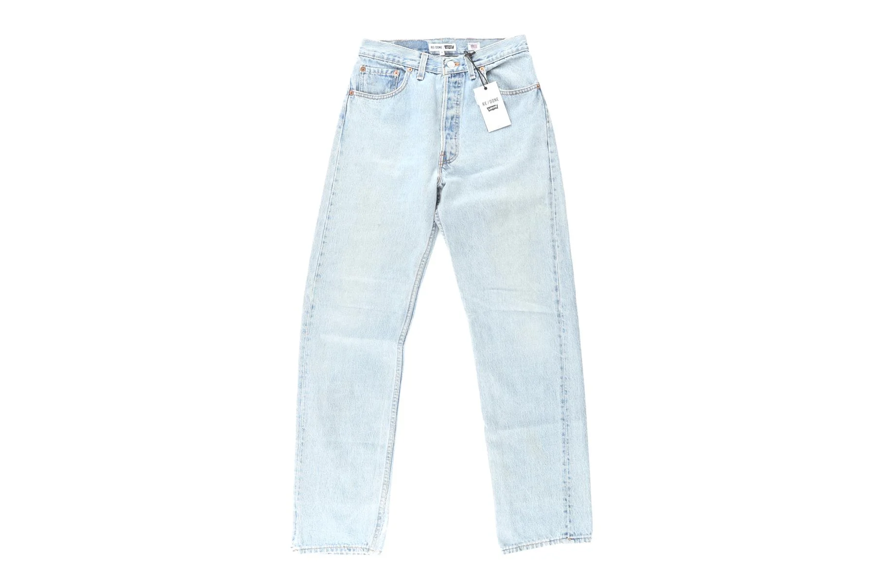 RE/DONE + LEVI'S BLUE HIGH RISE STRAIGHT LEG JEANS W25 UK 6/8 - Image 2