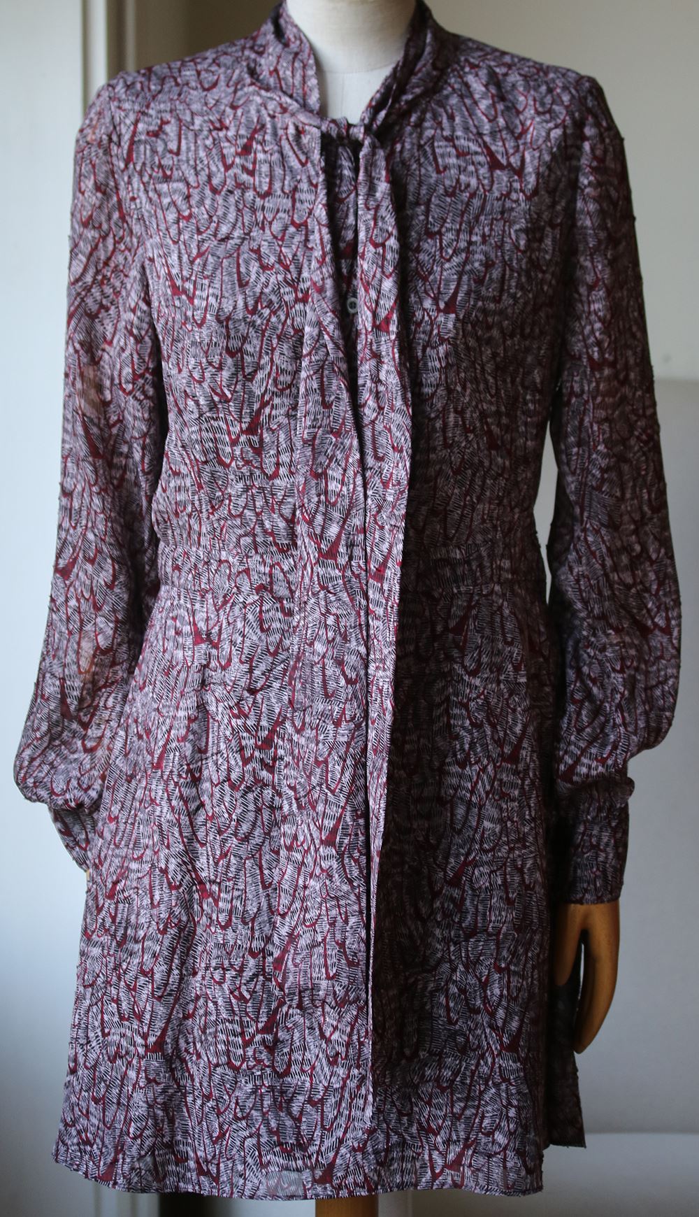 REBECCA MINKOFF FEATHER PRINT SILK MINI DRESS US 8 UK 12 - Image 2