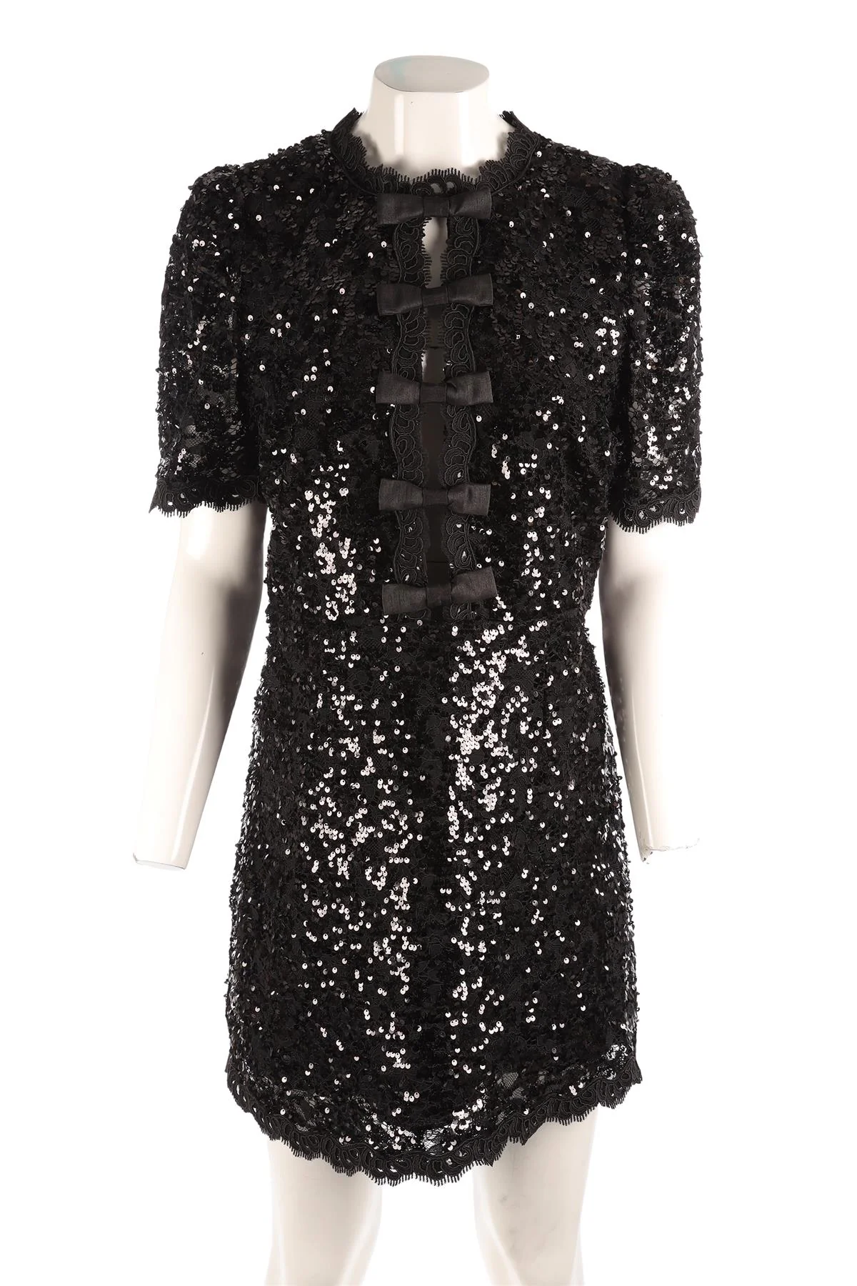 REBECCA VALLANCE BLACK SEQUIN MINI DRESS UK 14 - Image 2