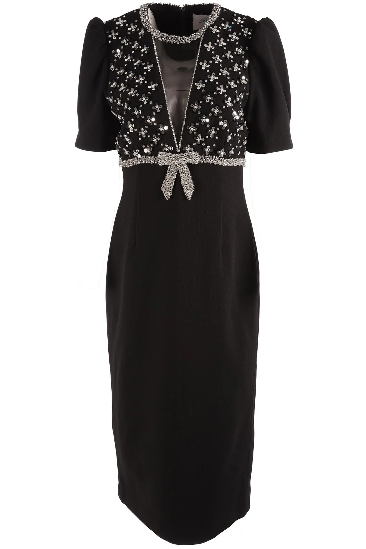 REBECCA VALLANCE + NICKY HILTON BLACK CREPE MIDI DRESS UK 14
