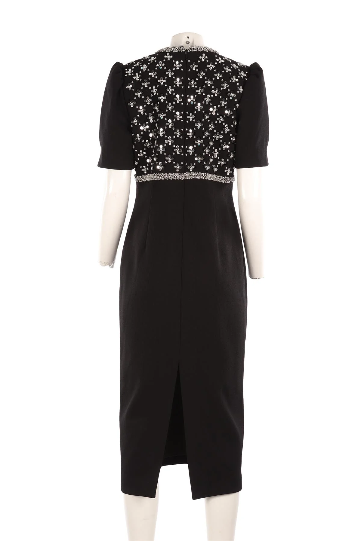 REBECCA VALLANCE + NICKY HILTON BLACK CREPE MIDI DRESS UK 14 - Image 4