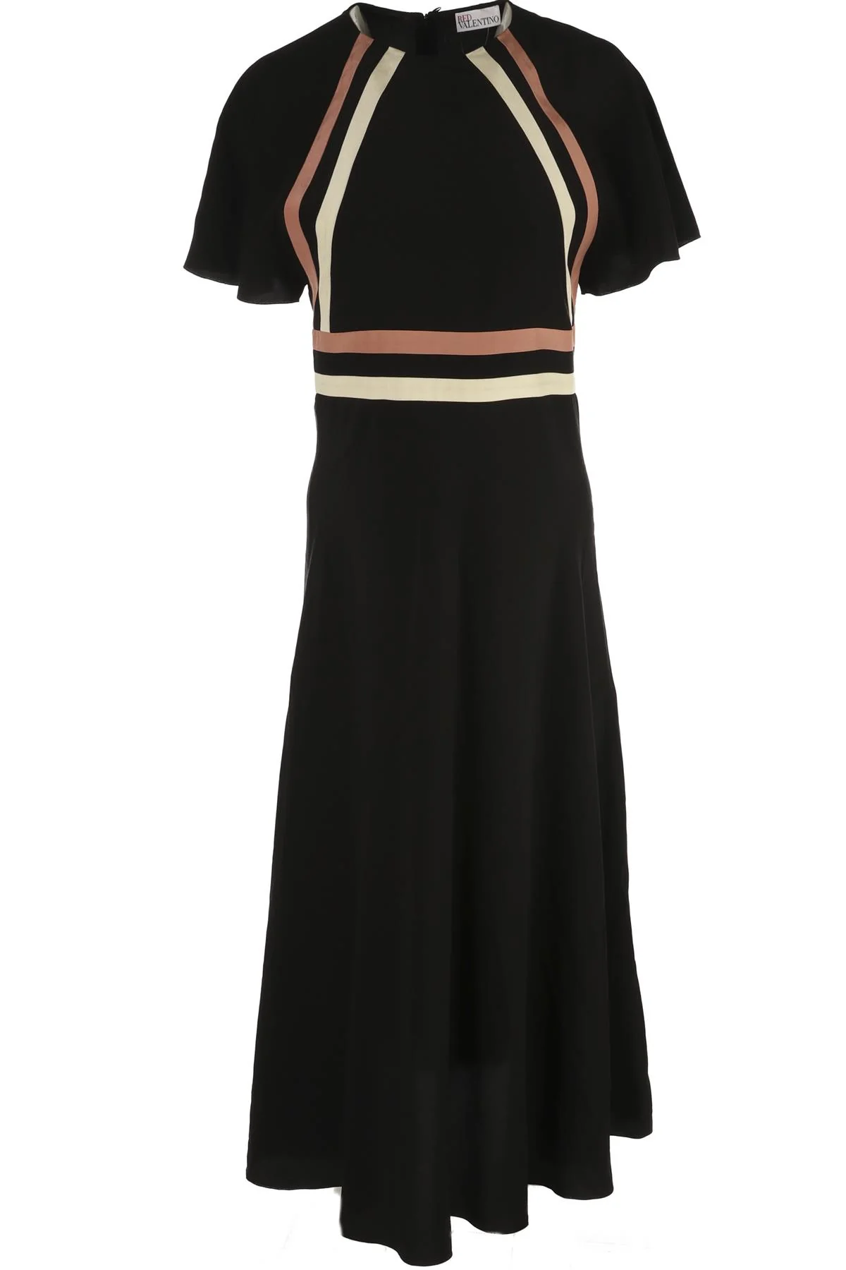 RED VALENTINO BLACK SILK MIDI DRESS IT 42 UK 10