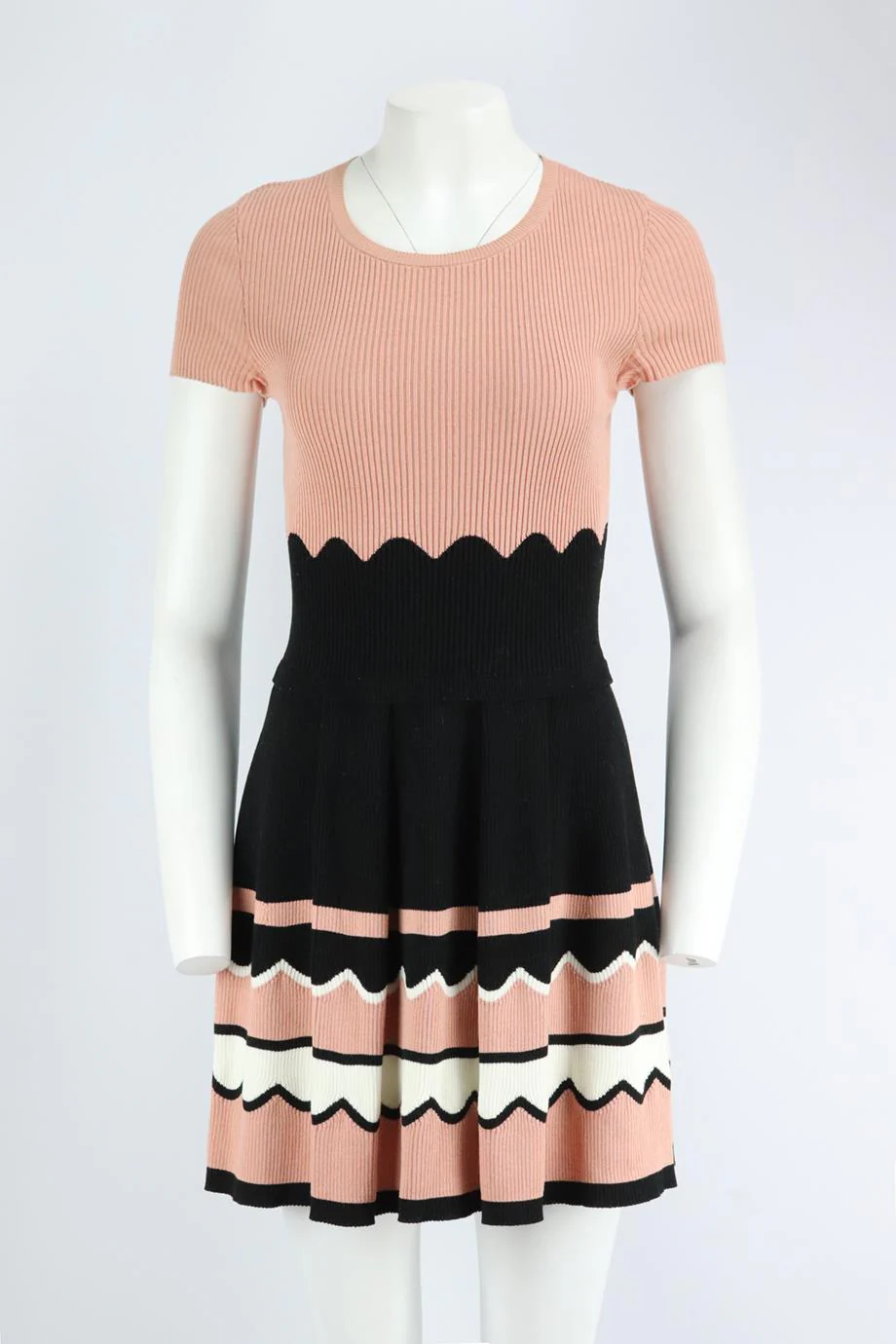 RED VALENTINO RIBBED COTTON MINI DRESS SMALL - Image 2