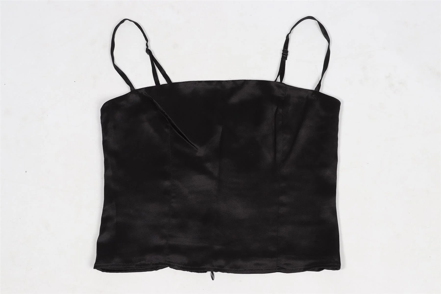 REFORMATION BLACK CROPPED SILK TOP US 0 UK 4 - Image 2