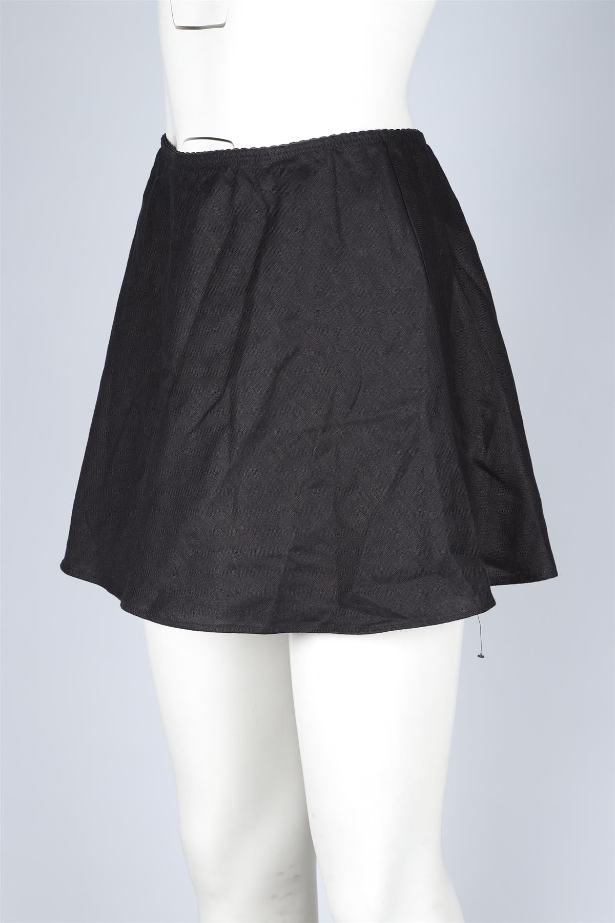 REFORMATION BLACK LINEN MINI SKIRT SMALL - Image 3