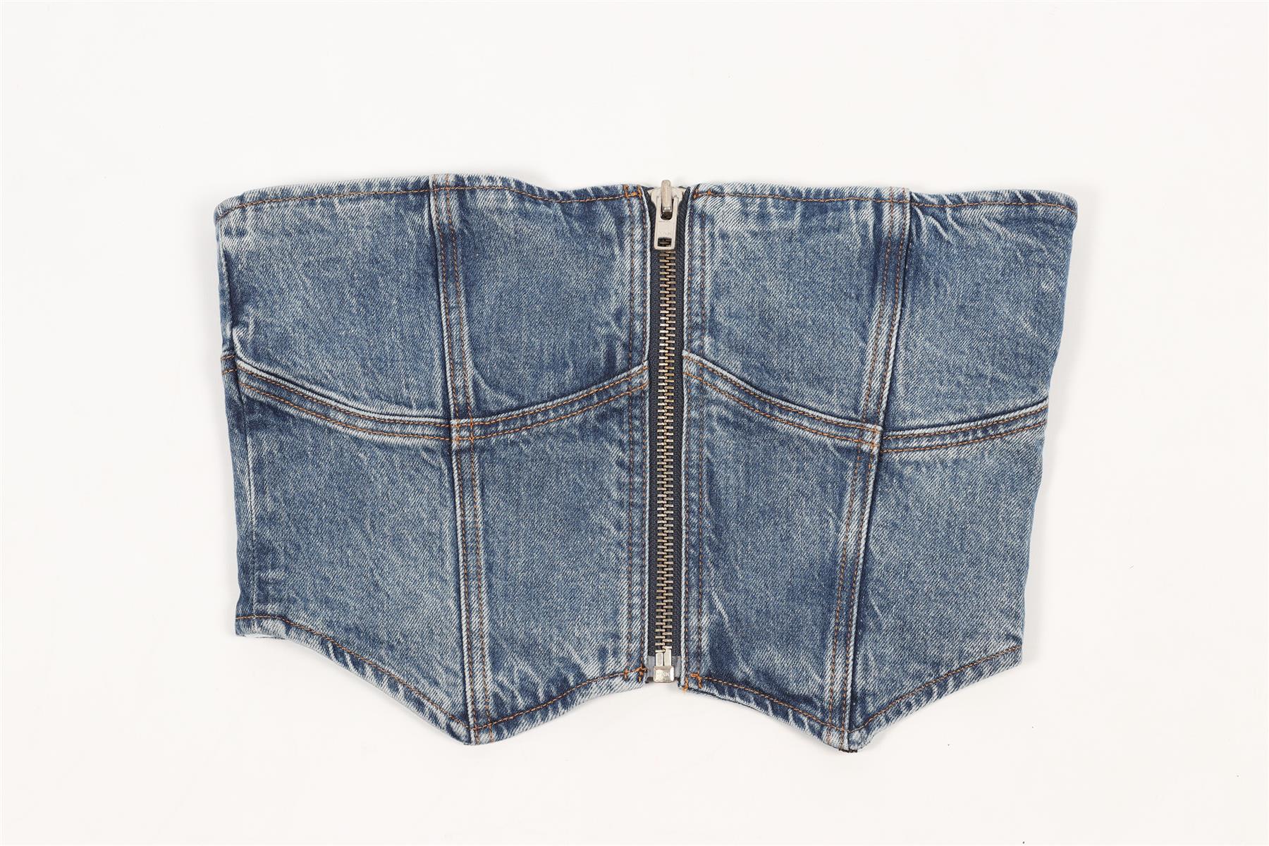 REFORMATION BLUE CROPPED DENIM TOP US 2 UK 6 - Image 2