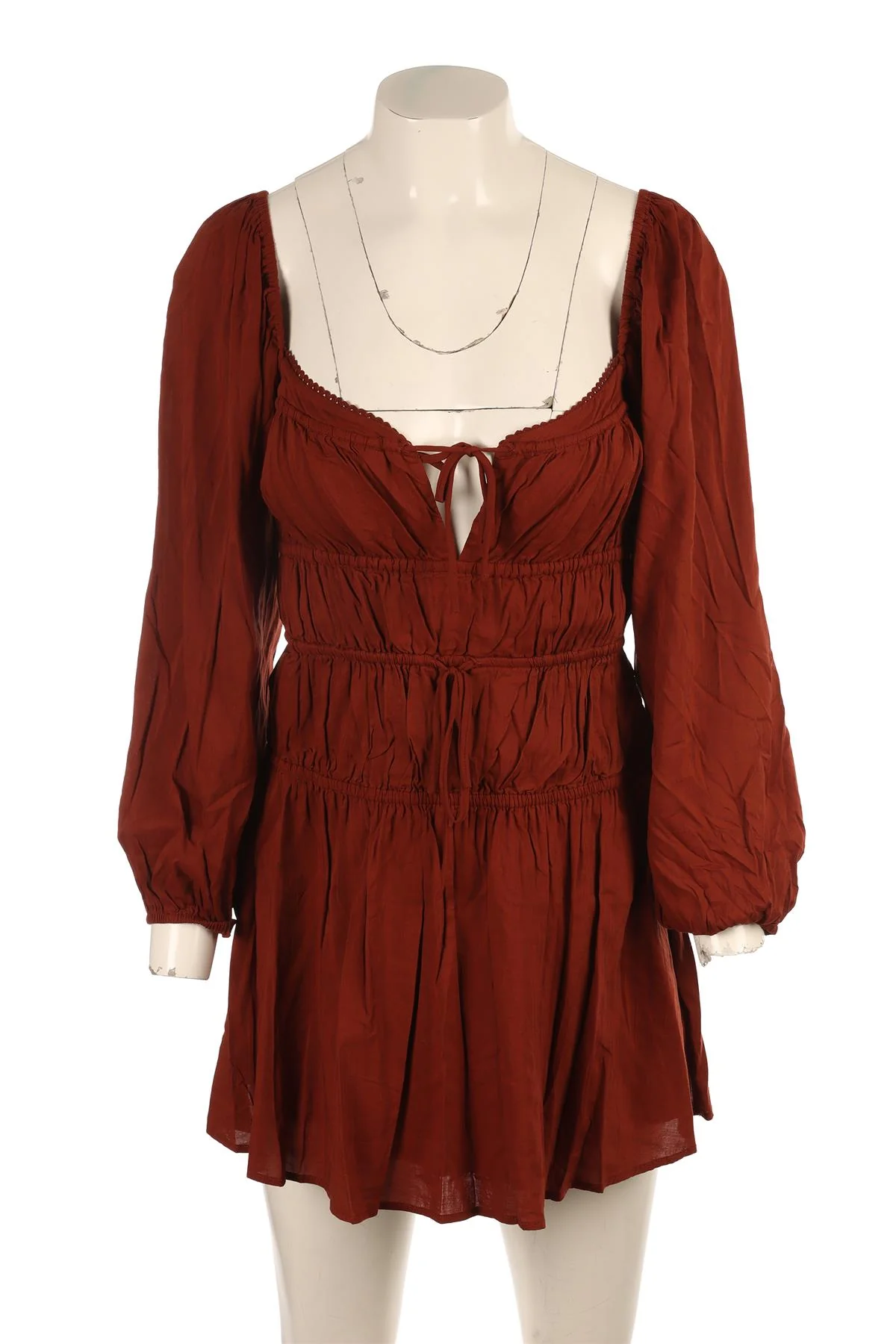 REFORMATION BROWN COTTON MINI DRESS US 2 UK 6 - Image 2