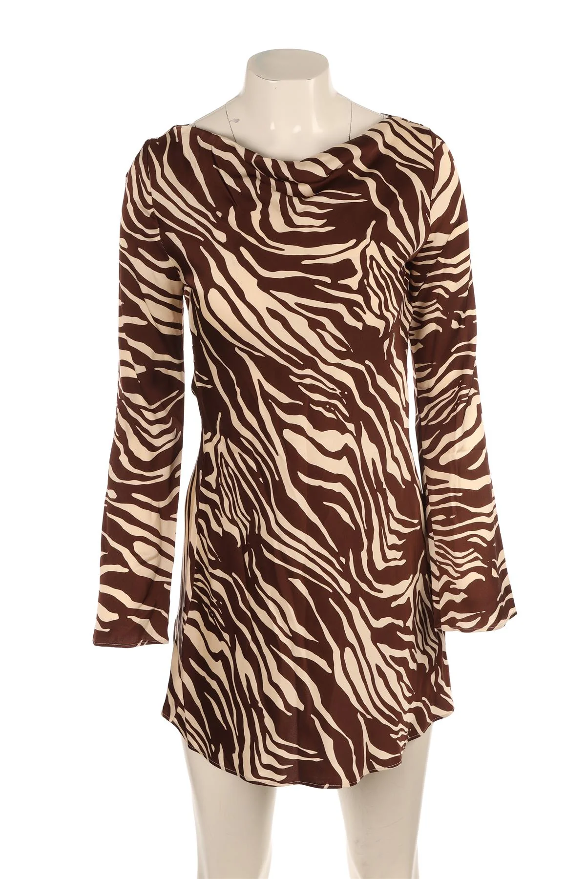 REFORMATION BROWN SATIN MINI DRESS XSMALL - Image 2