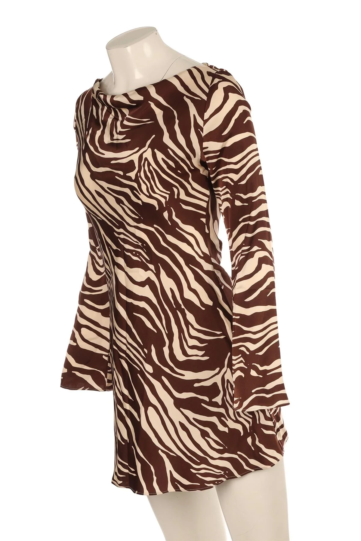 REFORMATION BROWN SATIN MINI DRESS XSMALL - Image 3