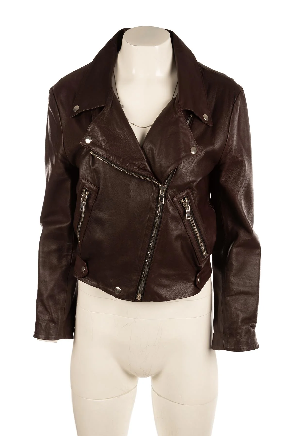 REFORMATION BURGUNDY LEATHER JACKET XSMALL - Image 2