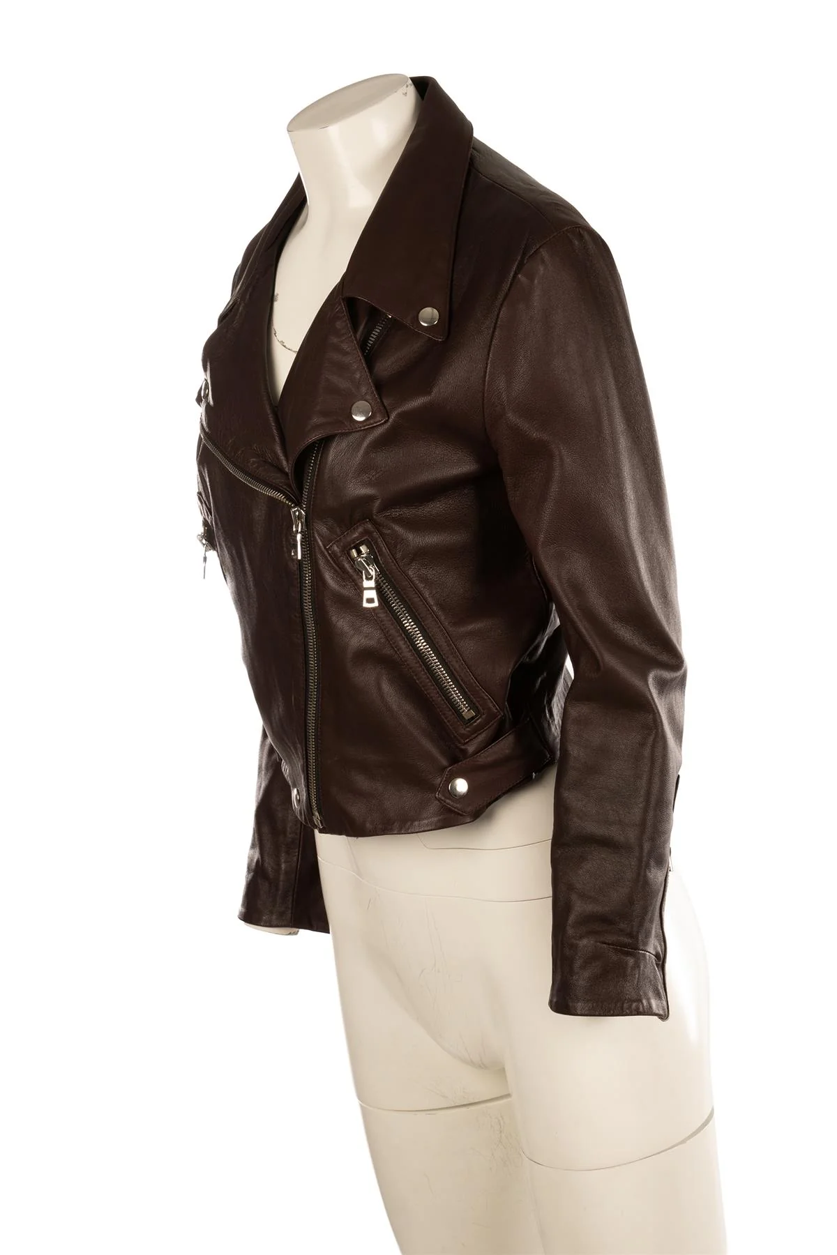 REFORMATION BURGUNDY LEATHER JACKET XSMALL - Image 3
