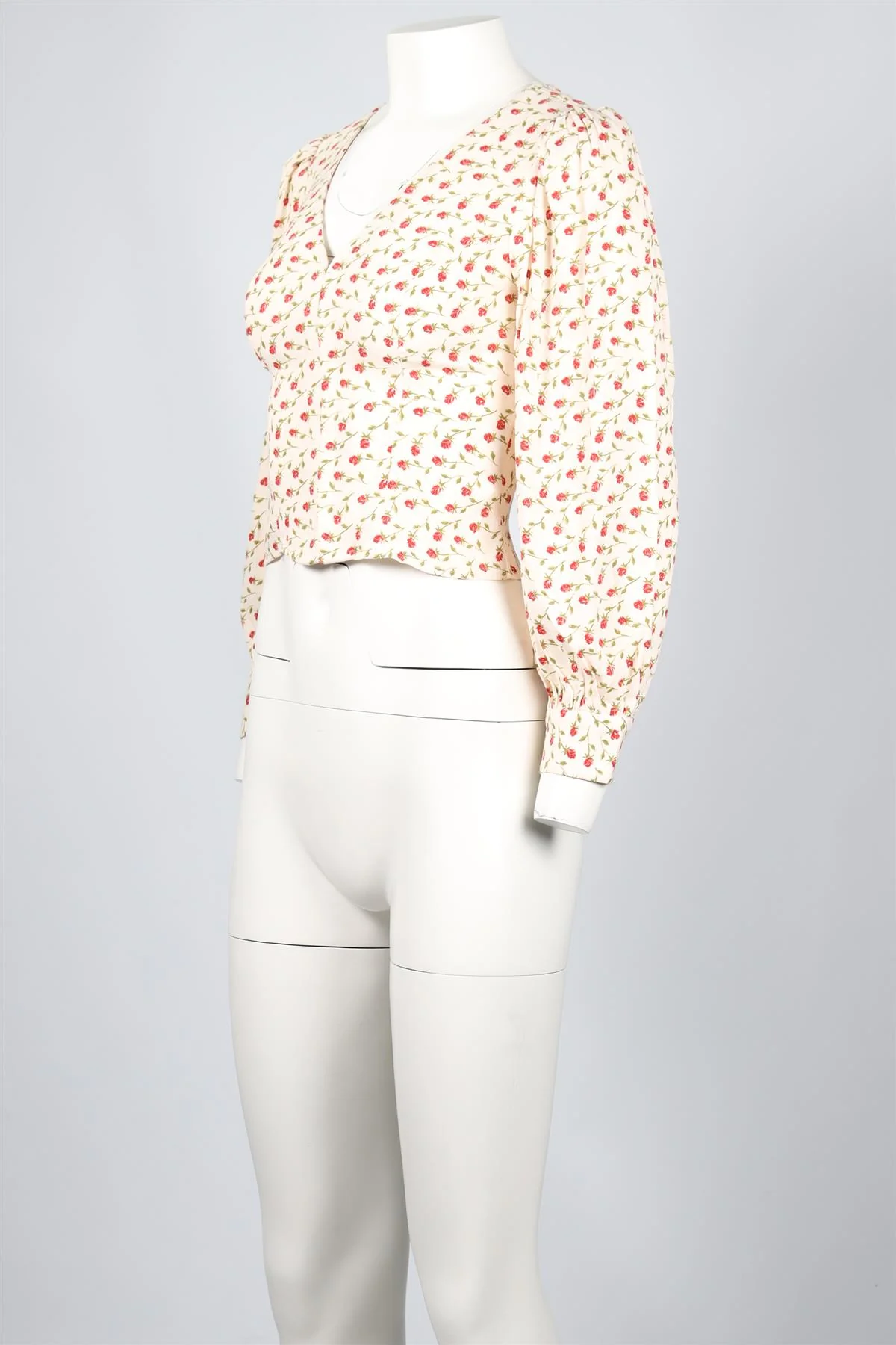 REFORMATION CREAM FLORAL PRINT CREPE TOP US 0 UK 4 - Image 3