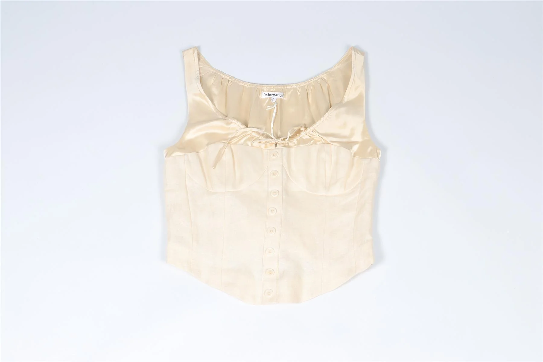 REFORMATION CREAM LINEN TOP US 2 UK 6 - Image 2