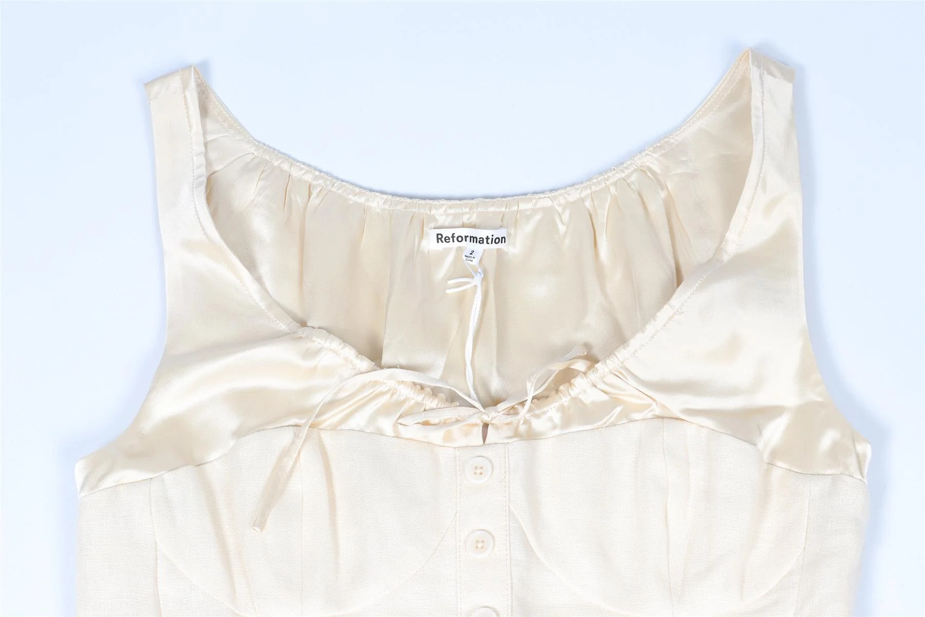 REFORMATION CREAM LINEN TOP US 2 UK 6 - Image 3