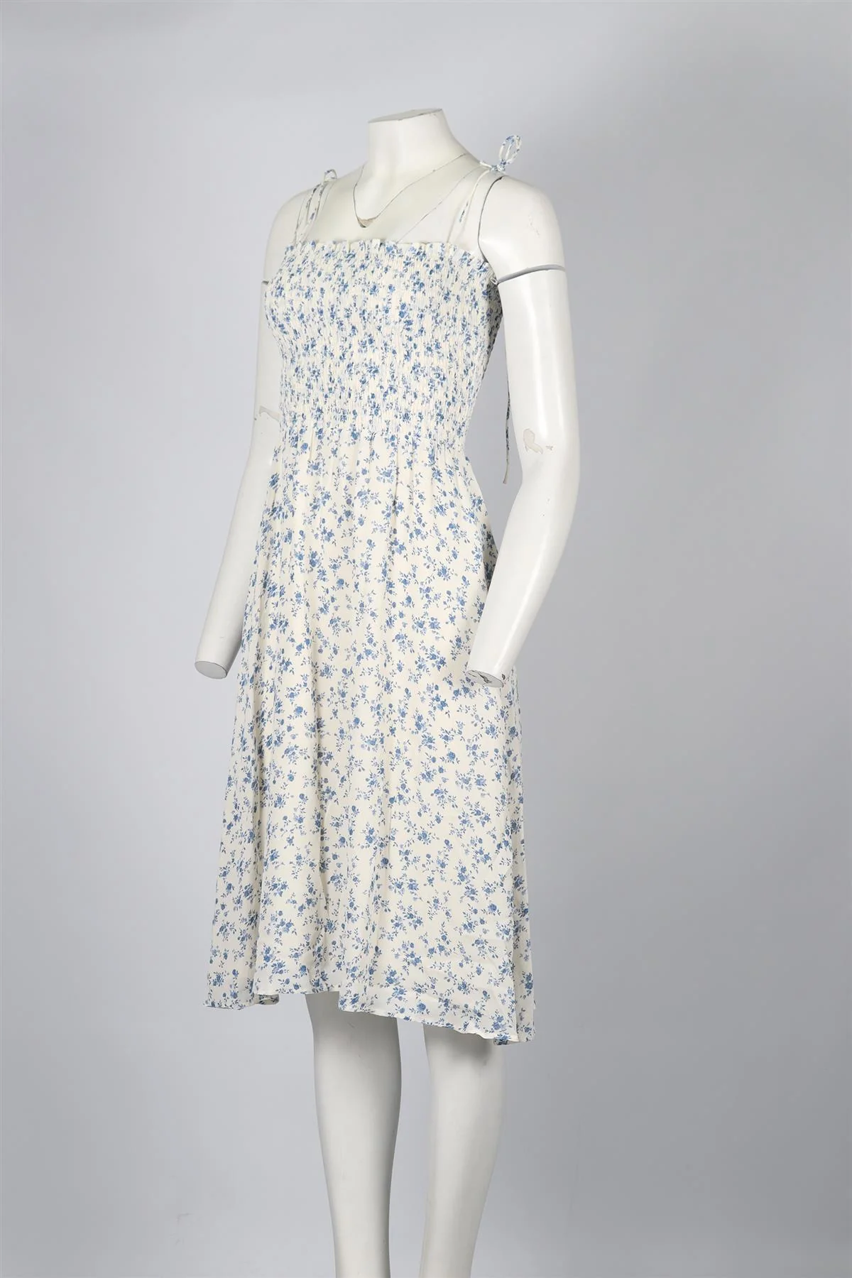 REFORMATION FLORAL PRINT CREPE MIDI DRESS SMALL - Image 3