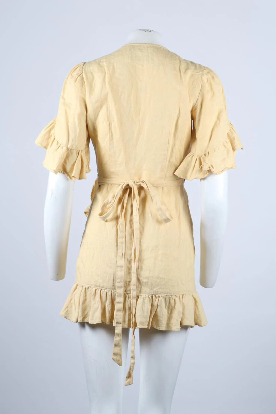 REFORMATION LINEN MINI WRAP DRESS MEDIUM - Image 4