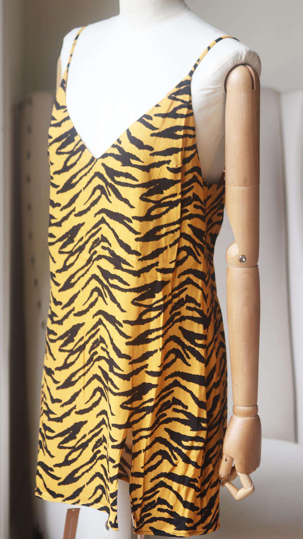 REFORMATION MARLOWE ZEBRA PRINT CREPE MINI DRESS MEDIUM - Image 2