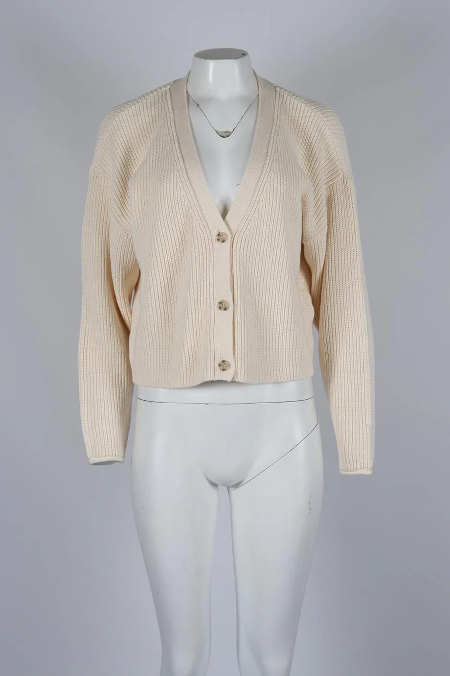 REFORMATION RIBBED COTTON CARDIGAN MEDIUM - Image 2