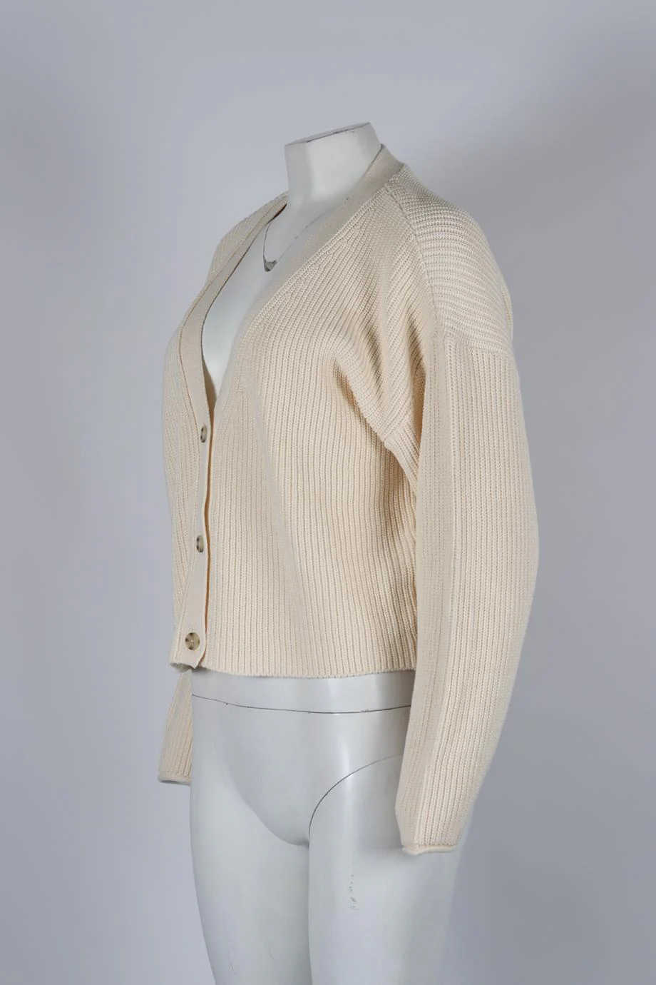 REFORMATION RIBBED COTTON CARDIGAN MEDIUM - Image 3