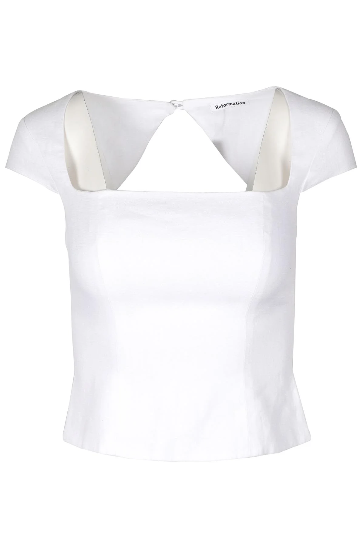 REFORMATION WHITE LINEN TOP US 0 UK 4