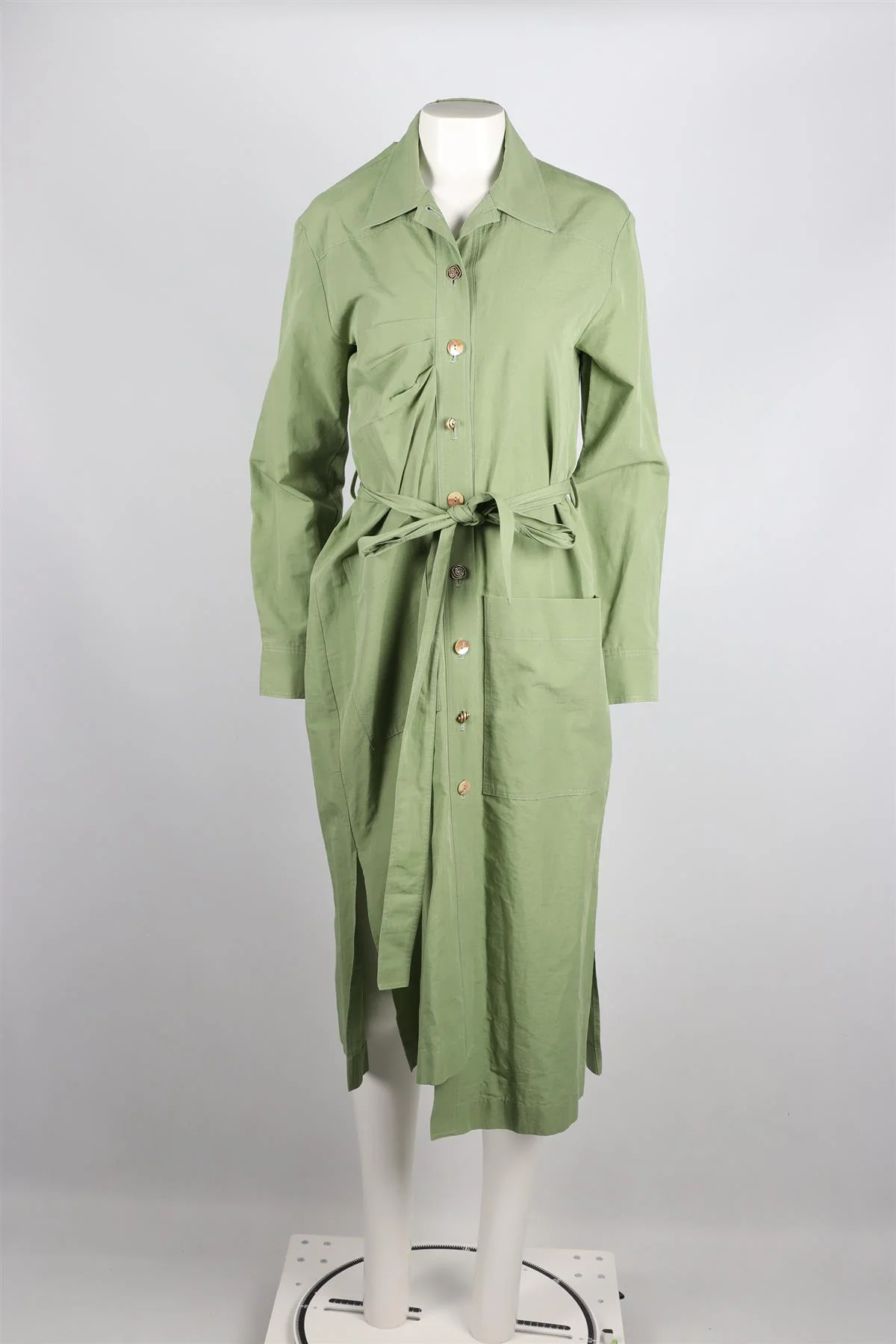 REJINA PYO GREEN LINEN AND COTTON BLEND MIDI DRESS SMALL - Image 2