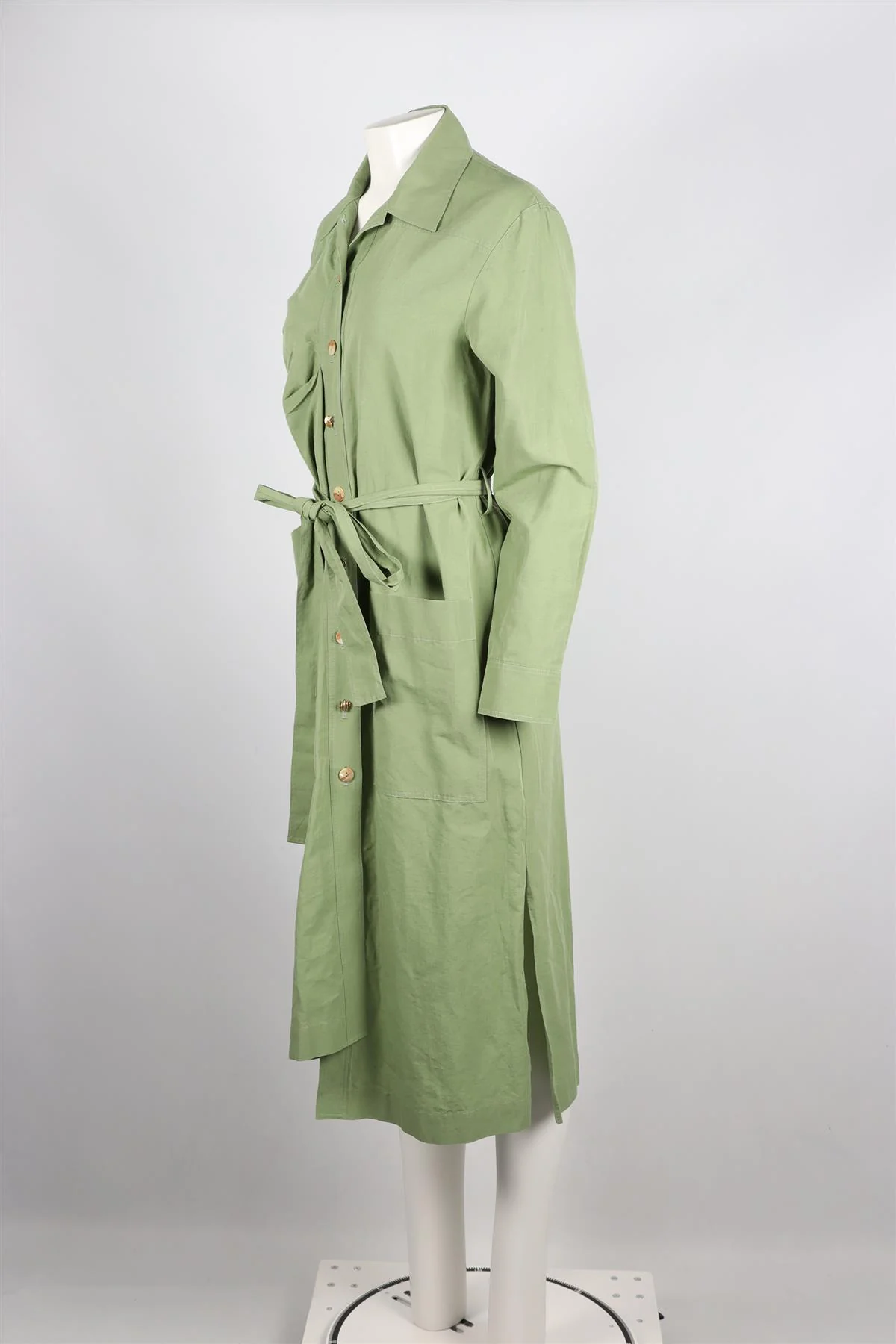 REJINA PYO GREEN LINEN AND COTTON BLEND MIDI DRESS SMALL - Image 3