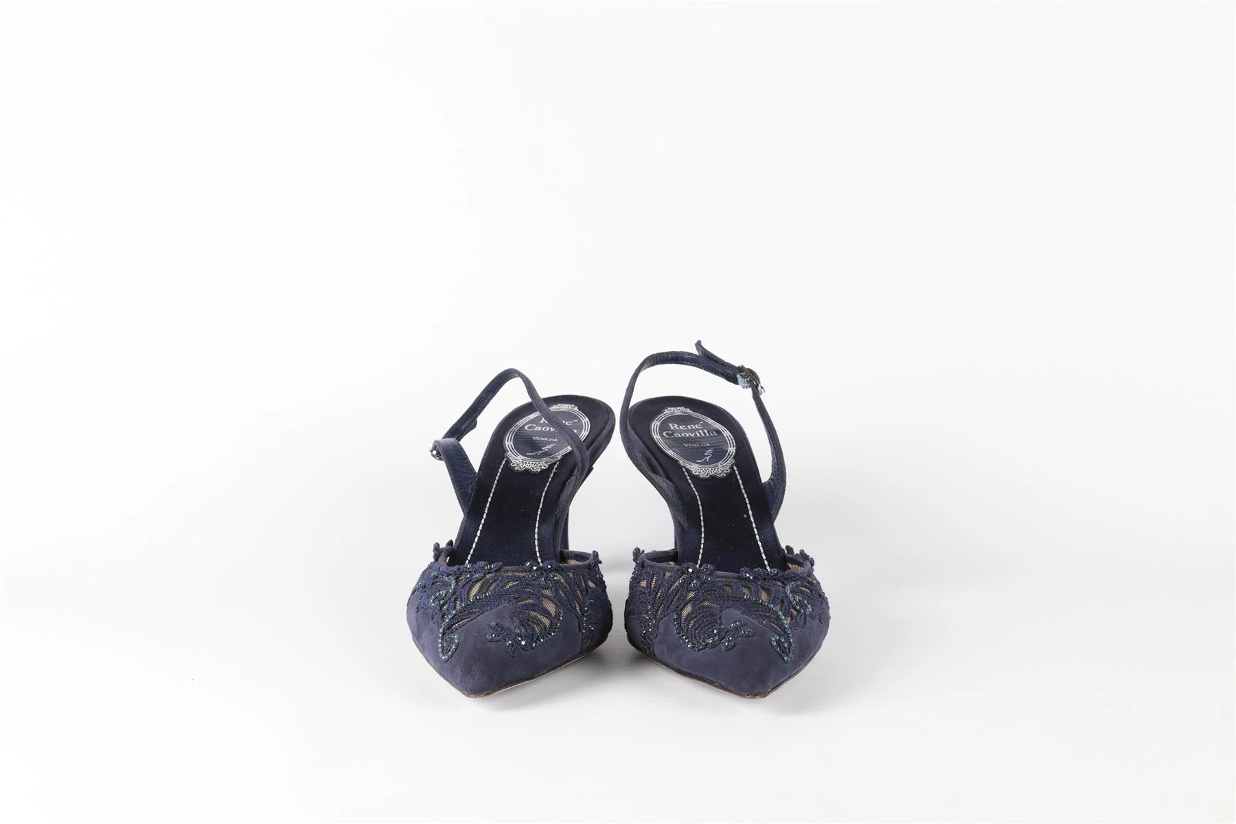 RENÉ  CAOVILLA BLUE SUEDE SLINGBACK PUMPS EU 37 UK 4 US 7 - Image 3
