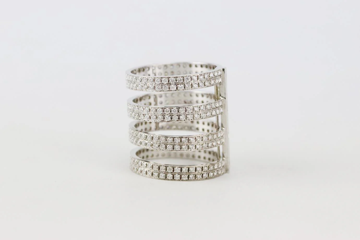 REPOSSI BERBERE 4 ROW 18K WHITE GOLD DIAMOND RING 16.6 MM - Image 4