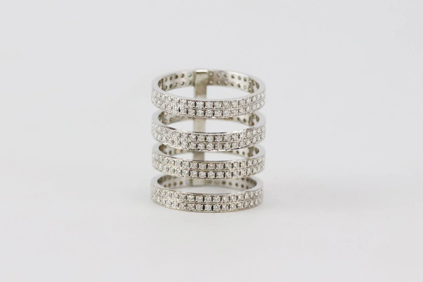 REPOSSI BERBERE 4 ROW 18K WHITE GOLD DIAMOND RING 16.6 MM - Image 5