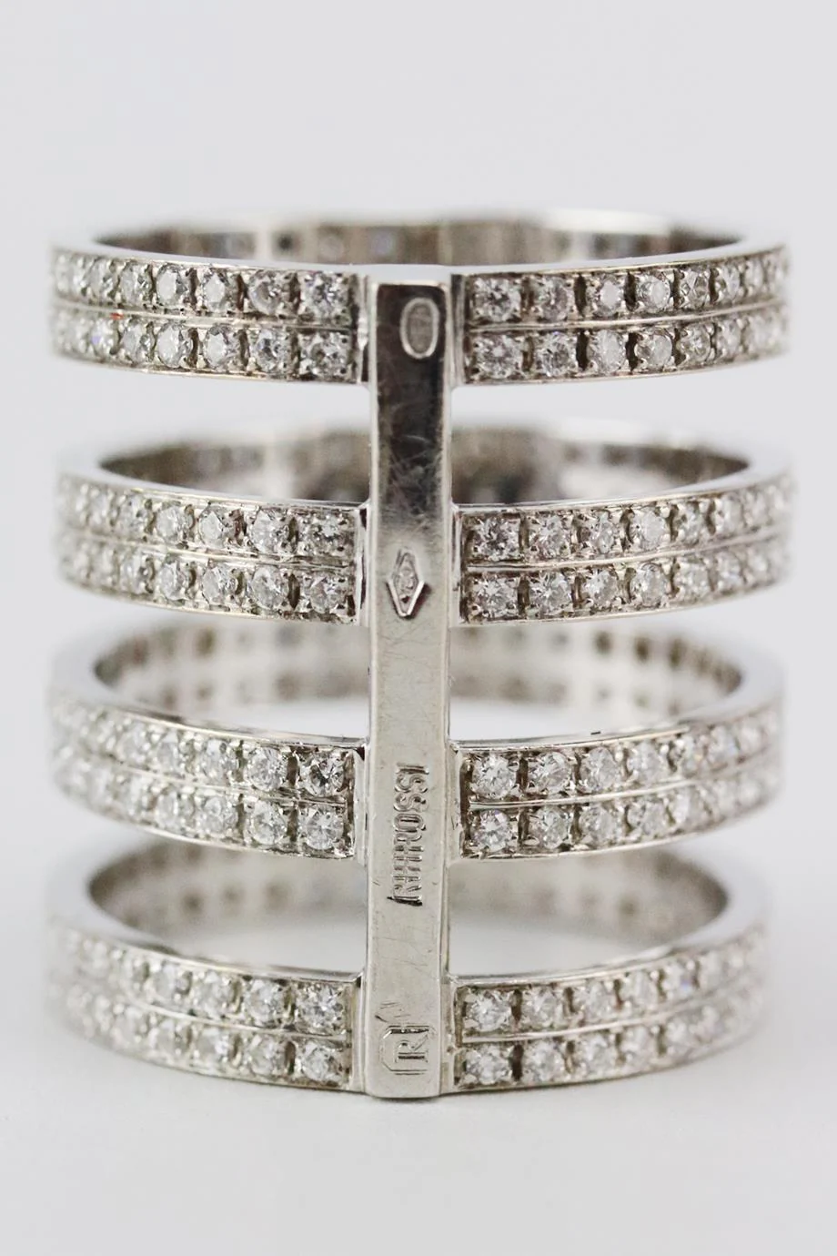REPOSSI BERBERE 4 ROW 18K WHITE GOLD DIAMOND RING 16.6 MM - Image 7