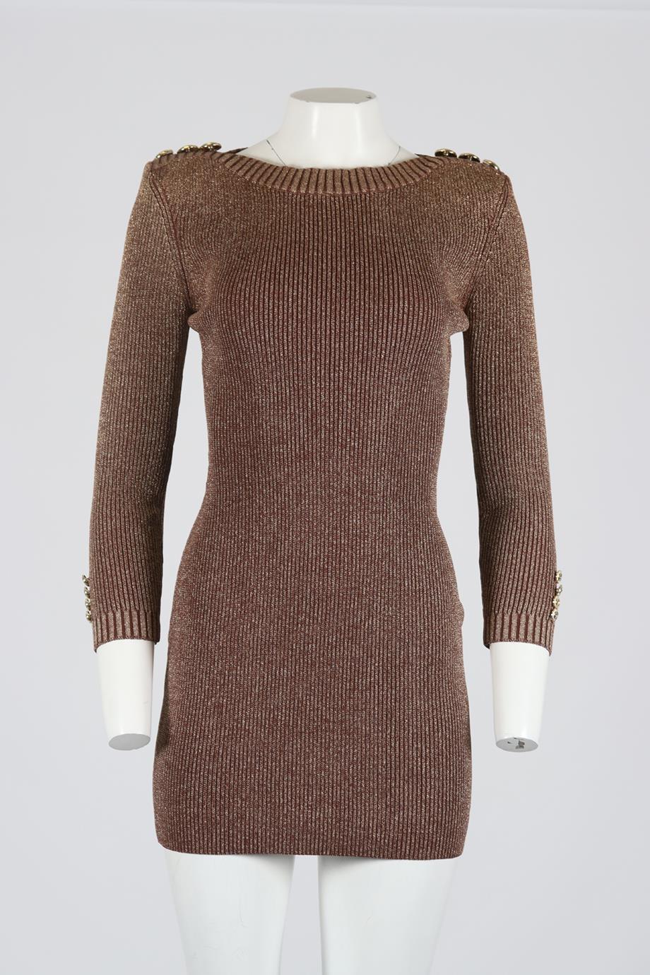 RETROFÊTE METALLIC RIBBED KNIT MINI DRESS MEDIUM - Image 2
