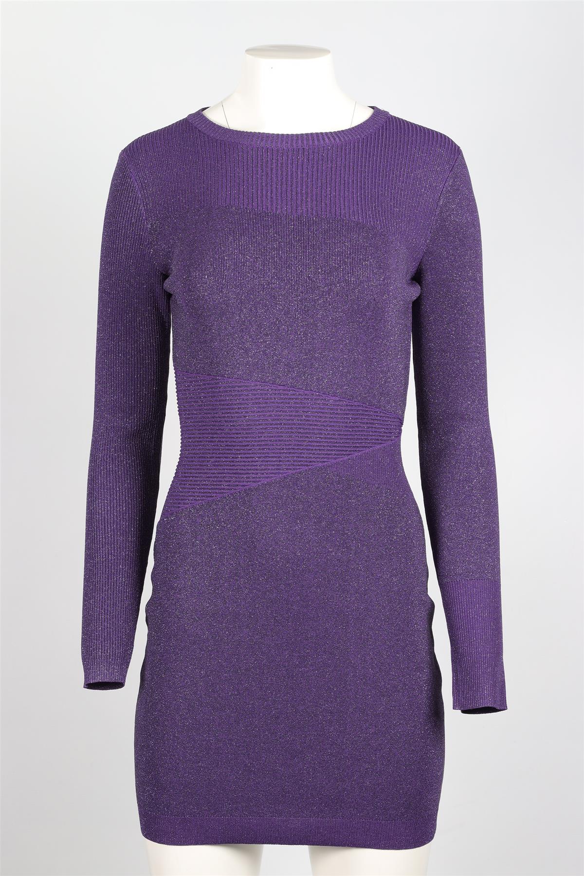 RETROFETE PURPLE KNIT MINI DRESS MEDIUM - Image 2