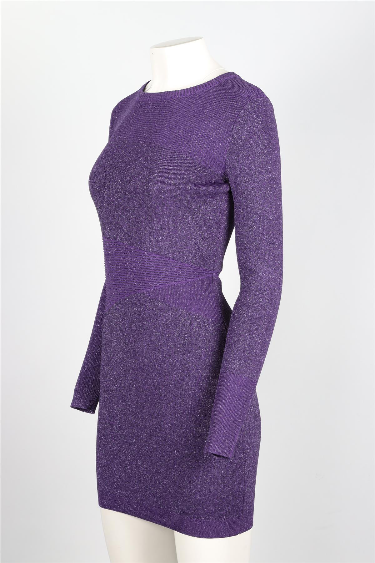 RETROFETE PURPLE KNIT MINI DRESS MEDIUM - Image 3