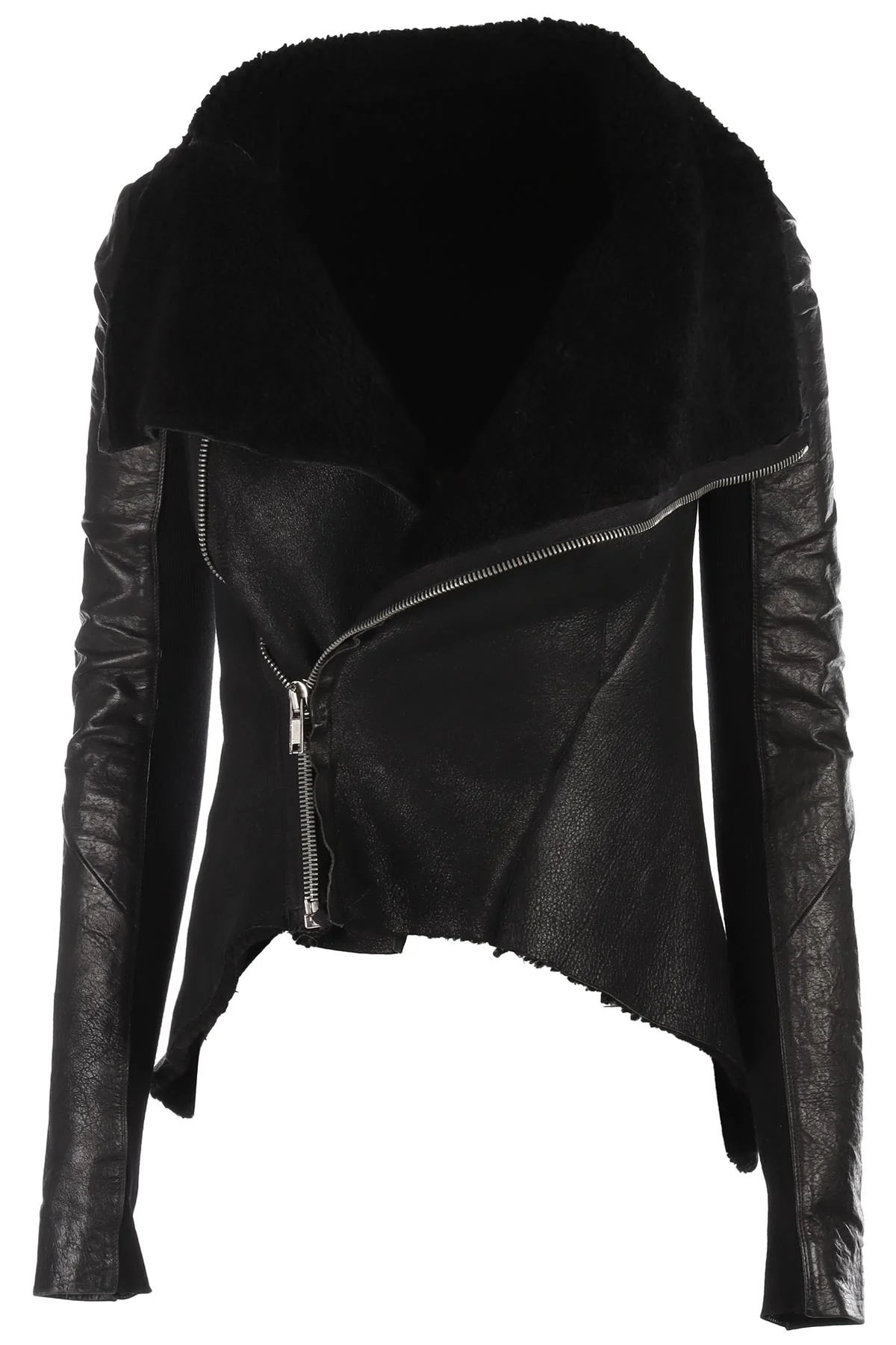 RICK OWENS BLACK SHEARLING JACKET IT 38 UK 6