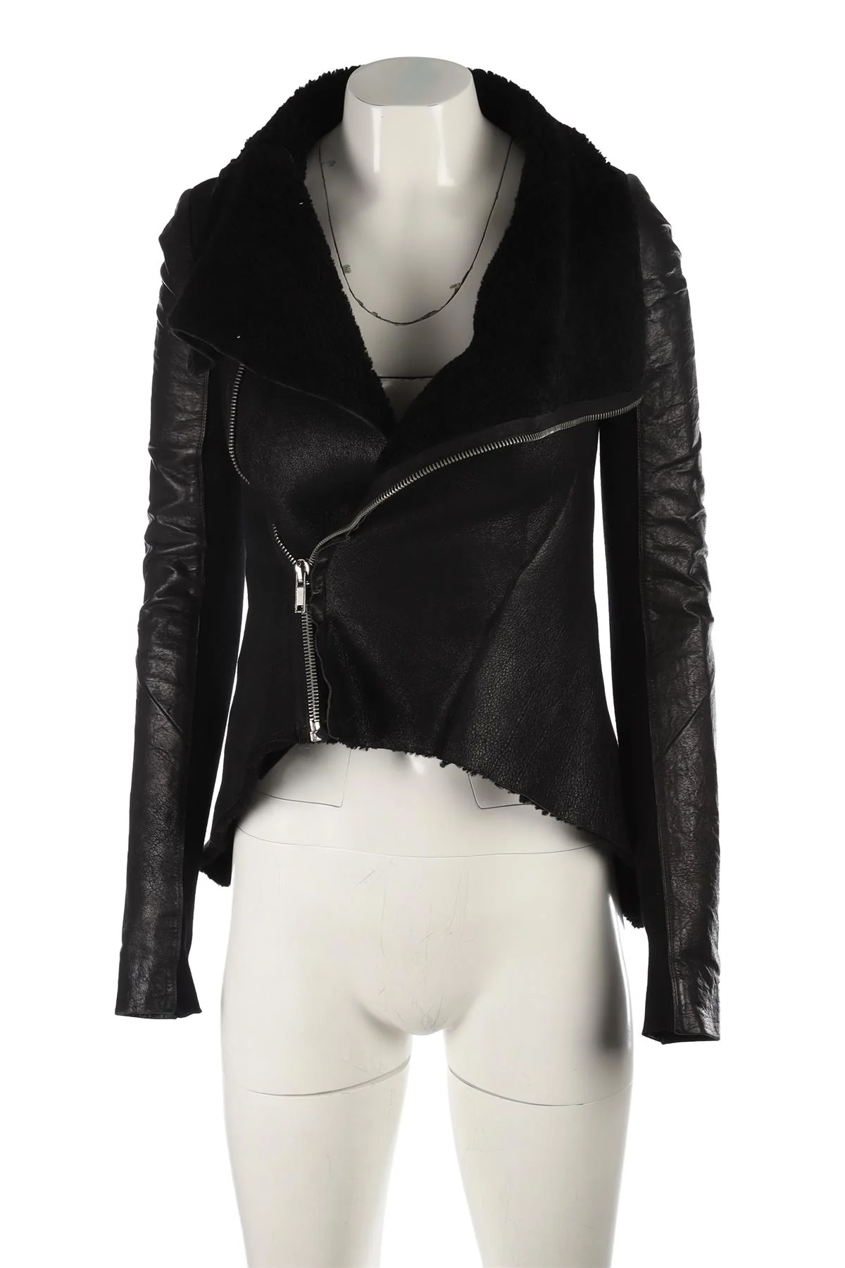 RICK OWENS BLACK SHEARLING JACKET IT 38 UK 6 - Image 2