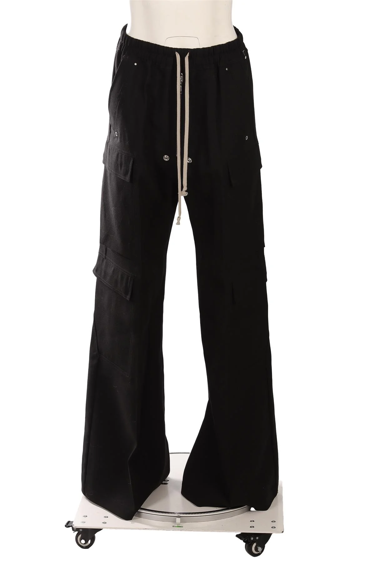 RICK OWENS BLACK WOOL WIDE LEG PANTS IT 40 UK 8 - Image 2