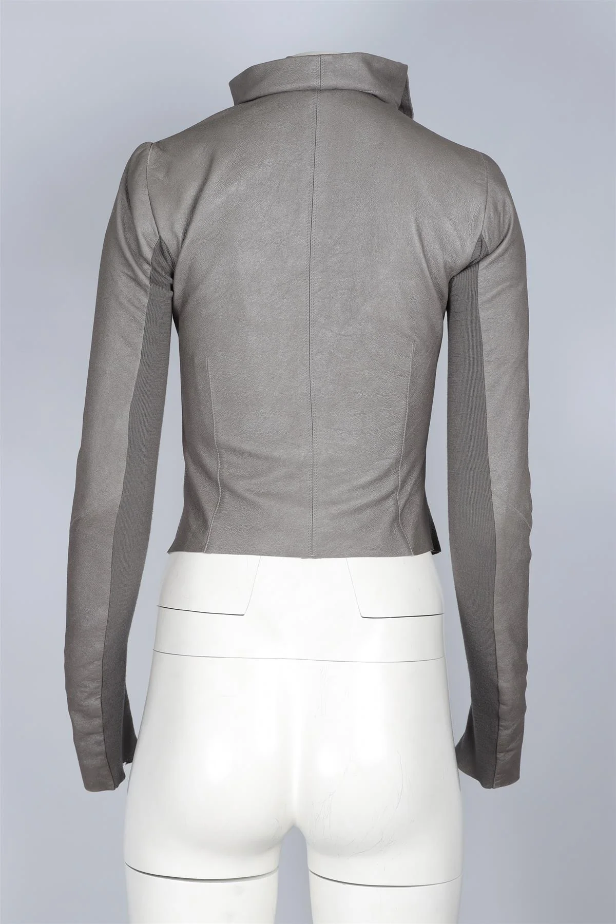 RICK OWENS GREY LEATHER JACKET IT 38 UK 6 - Image 4