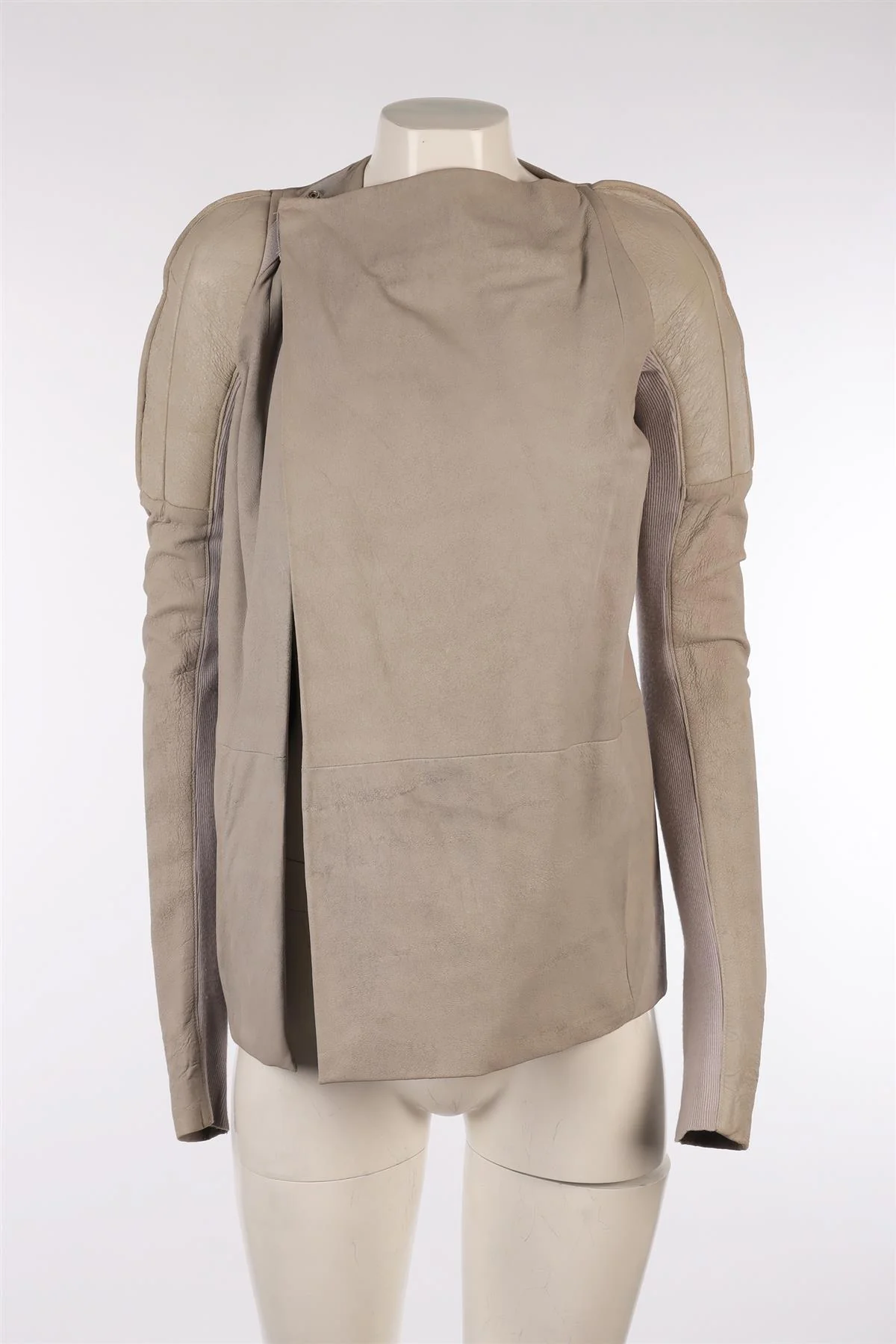 RICK OWENS GREY LEATHER JACKET IT 42 UK 10 - Image 2