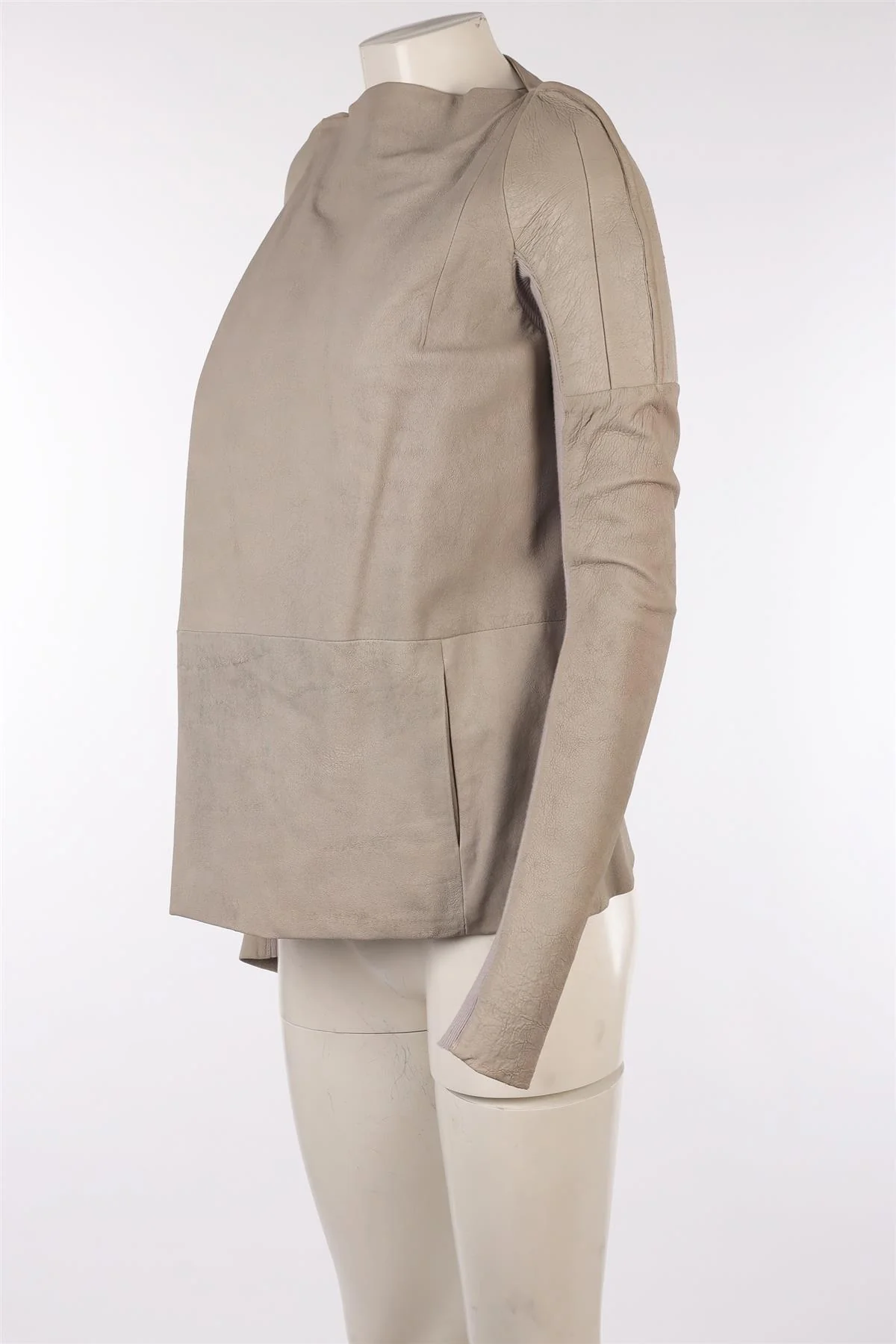 RICK OWENS GREY LEATHER JACKET IT 42 UK 10 - Image 3