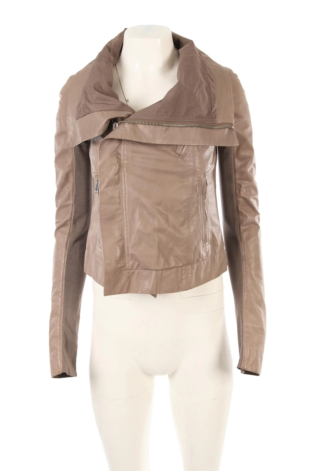 RICK OWENS GREY LEATHER JACKET IT 42 UK 10 - Image 2