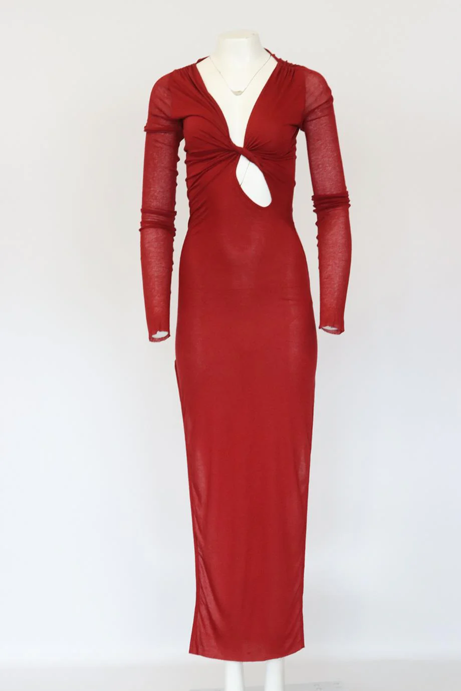 RICK OWENS LILLES CUTOUT STRETCH JERSEY MIDI DRESS IT 38 UK 6 - Image 2