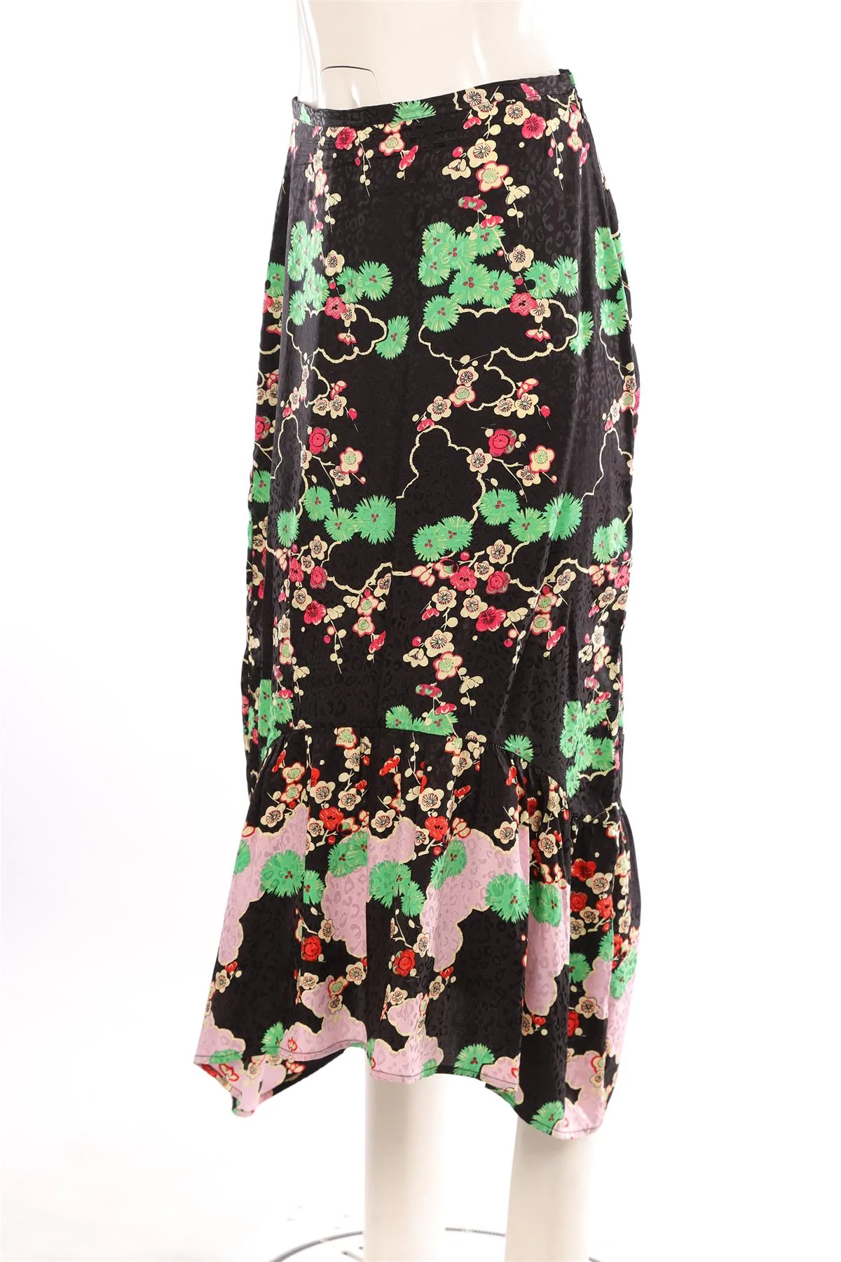 RIXO BLACK SATIN MAXI SKIRT MEDIUM - Image 2