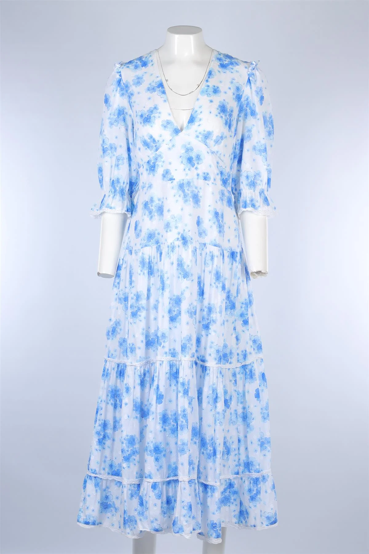 RIXO BLUE COTTON MAXI DRESS UK 12 - Image 2