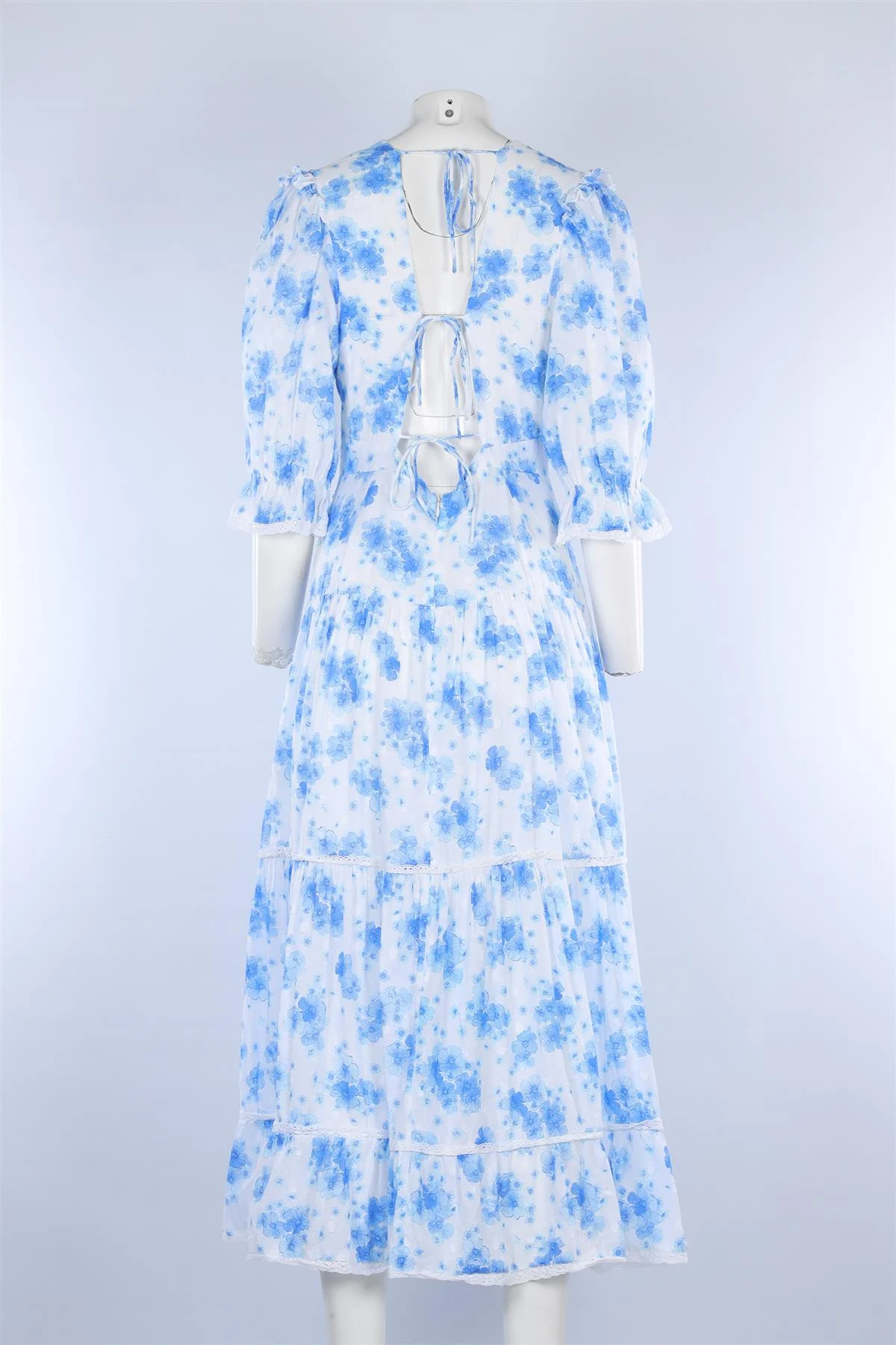 RIXO BLUE COTTON MAXI DRESS UK 12 - Image 4