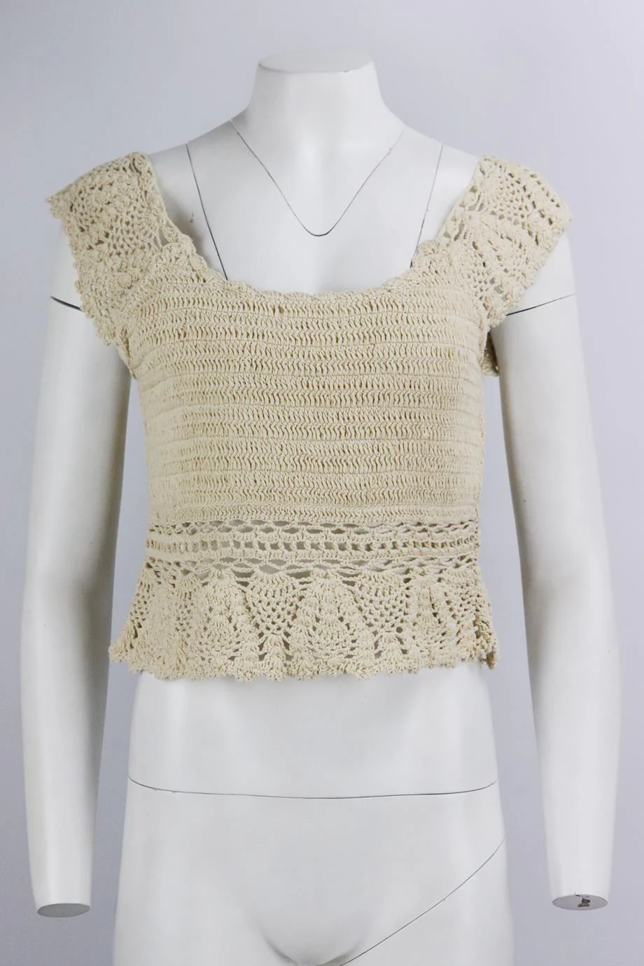 RIXO CROPPED CROCHET KNIT COTTON TOP UK 8 - Image 2