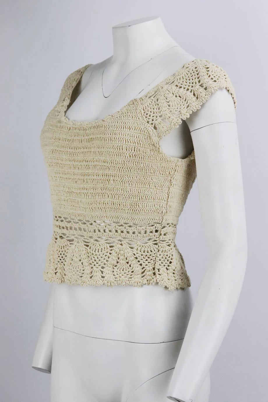 RIXO CROPPED CROCHET KNIT COTTON TOP UK 8 - Image 3