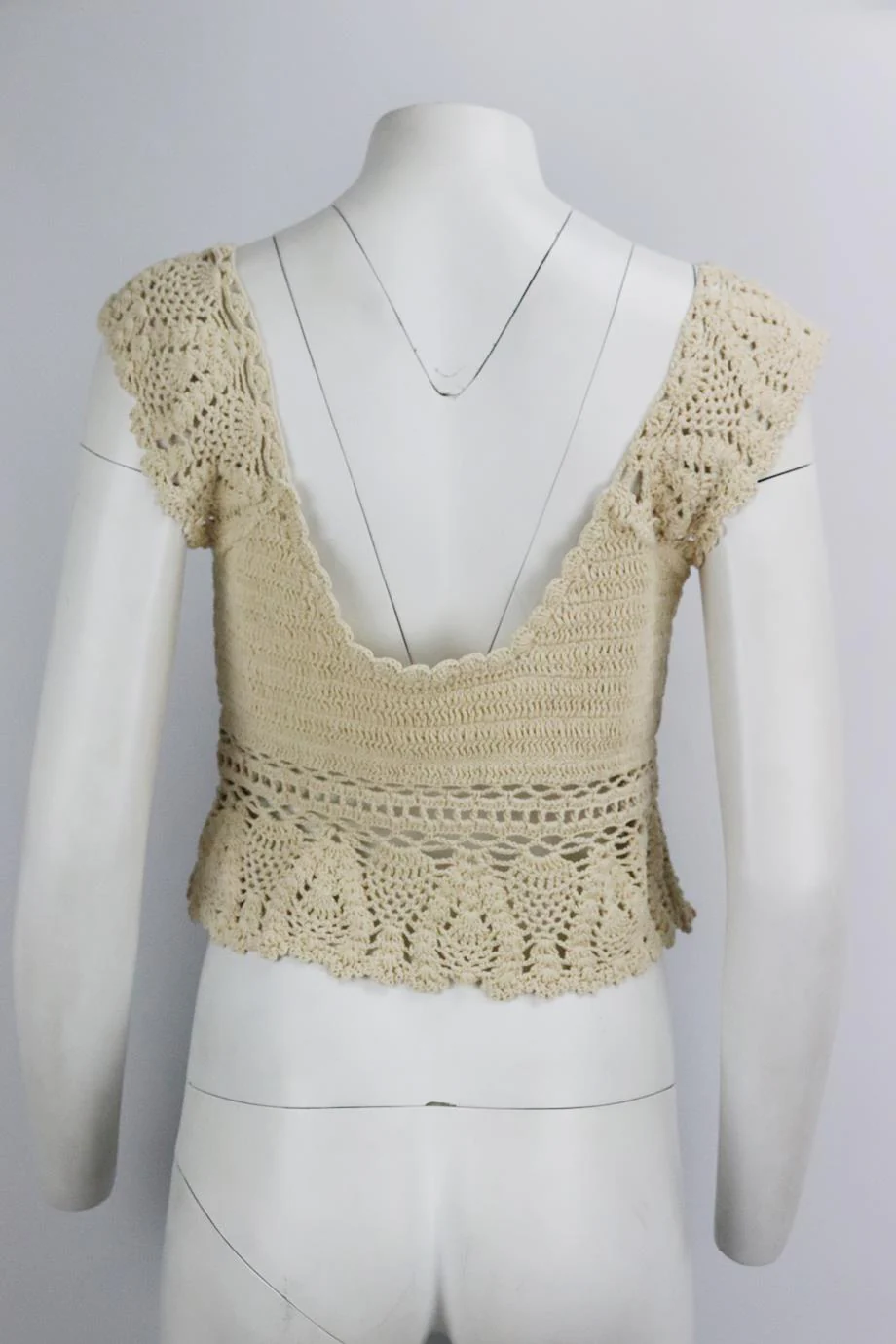 RIXO CROPPED CROCHET KNIT COTTON TOP UK 8 - Image 4