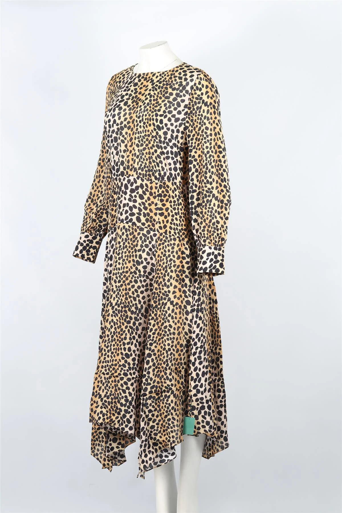 RIXO LEOPARD PRINT SILK BLEND MAXI DRESS LARGE - Image 3